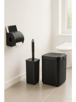 Feyza Design Şık Siyah Banyo Seti, 3 Parça, Akrilik, Temizlik ve Dekorasyon Uyumlu