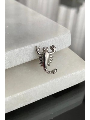 Jaida Moda Unisex Gri Gotik Akrep Figür Çelik Helix Kıkırdak Lobe Piercing