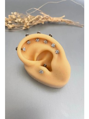 Jaida Moda Kadın Yıldız Zirkon Taşlı Cerrahi Çelik Tragus Helix Labret Piercing