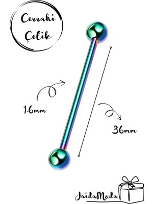 Jaida Moda Unisex 316L Cerrahi Çelik Hologram Köprü Piercing