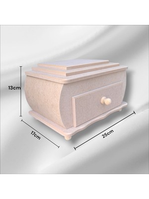 Sekay Ahşap Ham Ahşap 1 Çekmeceli Ayaklı Dekoratif Takı Kutusu