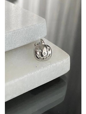 Jaida Moda Unisex Gümüş Bal Kabağı Figür Helix Kıkırdak Çelik Piercing
