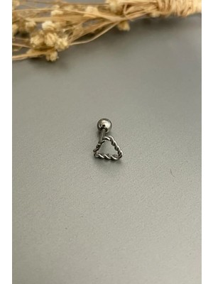 Jaida Moda Unisex Gümüş Cerrahi Çelik Üçgen Figürlü Tragus Helix Piercing