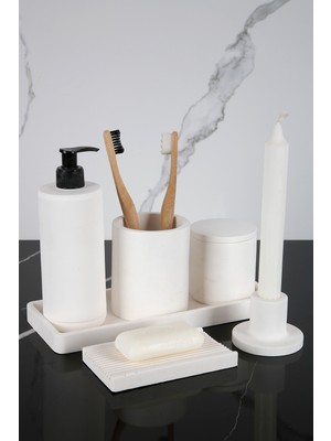Feyza Design 7 Parça Banyo Seti, Sabunluk, Pamukluk, Diş Fırçalığı, Tütsülük, Tepsi