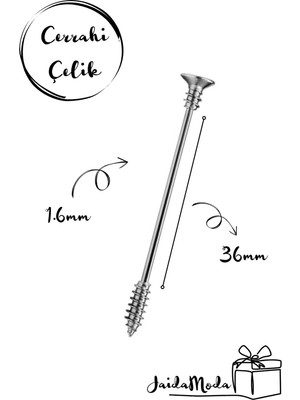 Jaida Moda Unisex 316L Cerrahi Çelik Çivi Figür Köprü Piercing