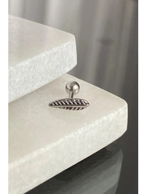 Jaida Moda Unisex Gümüş Cerrahi Çelik Tüy Figür Helix Kıkırdak Lobe Piercing