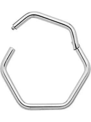 Jaida Moda Gri Beşgen Menteşeli Tragus, Helix Çelik Halka Piercing