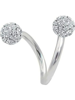 Jaida Moda Cerrahi Çelik Kristal Taşlı Spiral Model Kıkırdak Helix Piercing