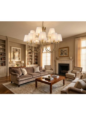 15'li Atlantis Avize Şapkalı Prinç Eskitme Renk(Led Ampuller Hediye)