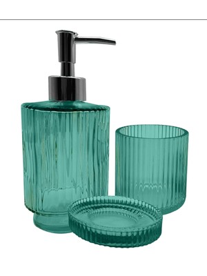 Feyza Design Pratik ve Şık 3 Parça Banyo Temizlik Seti, Cam ve Bambu Tasarım