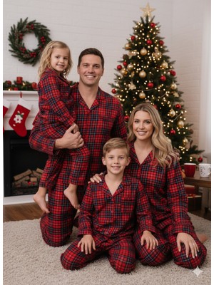 Arn Homewear Ekoseli Pijama Takımı Aile kombini (Anne-Kız-Baba-Oğul) Tek Takım Fiyatıdır