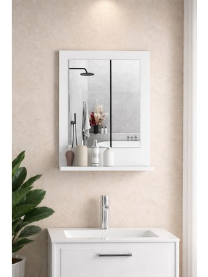 Feyza Design Şık ve Fonksiyonel Tek Raflı Aynalı Banyo Wc Dolabı