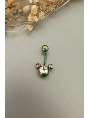 Jaida Moda Kadın Hologram Taşlı Cerrahi Çelik Göbek Piercing
