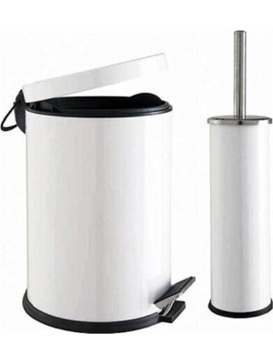 Feyza Design Banyo Seti: Beyaz Çöp Kovası 3 Lt ve Klozet Fırçası 2'li Paket