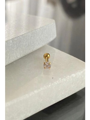 Jaida Moda Unisex 316L Cerrahi Çelik Zirkon Taşlı Tragus Helix Piercing