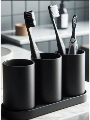 Feyza Design Pratik Banyo ve Makyaj Organizer Seti, Tepsili Diş Fırçalık ve Macunluk