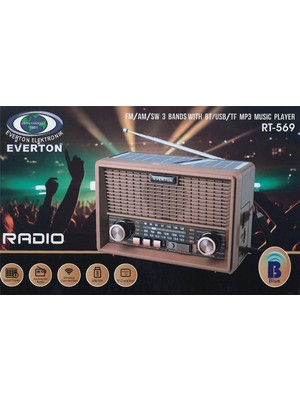 Novis Liora Everton RT-569 Bluetooth Fm-Usb-Tf-Aux Güneş Enerjili Şarjlı Nostaljik Radyo