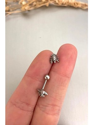 Jaida Moda Unisex Gri Çelik Gotik Kızılderili Model Helix Kıkırdak Piercing