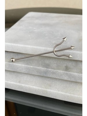 Jaida Moda Unisex Gri Şeytan Mızrağı Cerrahi Çelik Industrial Köprü Piercing
