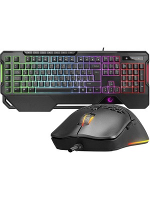 Stylmenplus Rampage KM-R96 Elemental Siyah Rgb Aydınlatmalı Q Oyuncu Klavye ve Mouse Gaming Set 7200DPI