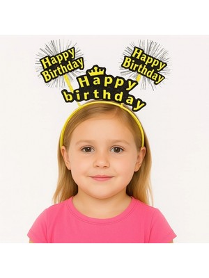 Ecoport Sarı Renk Işıltılı Yazılı Doğum Günü Parti Tacı