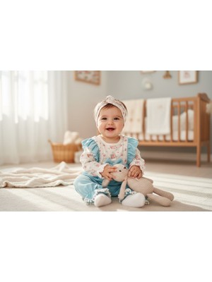 Balgüneş Tekstil Kız Bebek Pamuklu Çiçekli Bandana Set