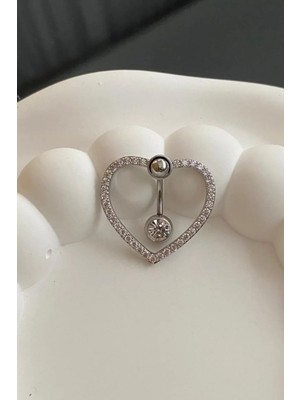 Jaida Moda Kadın 316L Cerrahi Çelik Kalp Figür Göbek Piercing