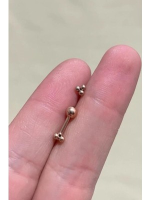 Jaida Moda 316L Cerrahi Çelik Rose Üç Toplu Tragus, Kıkırdak, Helix 6mm Piercing