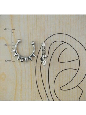 Jaida Moda Unisex Gri Cerrahi Çelik Kıkırdak, Tragus, Helix 10MM Piercing