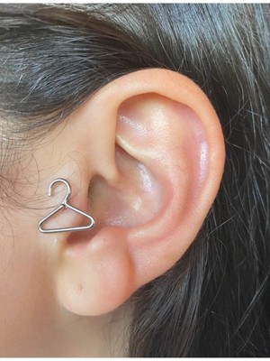 Jaida Moda Unisex Gri Askı Figürlü Cerrahi Çelik Tragus Kıkırdak Helix Piercing