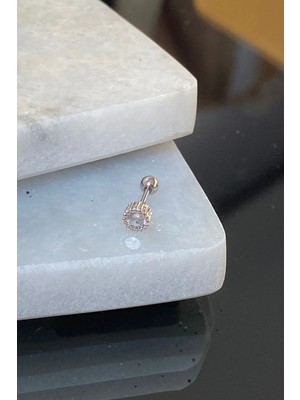 Jaida Moda Kadın 316L Cerrahi Çelik Zirkon Taşlı Yuvarlak Tragus Helix piercing