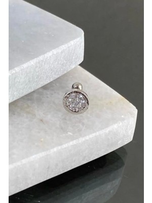 Jaida Moda Kadın 316L Cerrahi Çelik Yuvarlak Taşlı Piercing