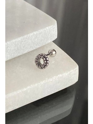 Jaida Moda Unisex Gümüş Cerrahi Çelik Gotik Çelenk Helix Kıkırdak Piercing