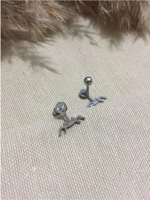 Jaida Moda 316L Cerrahi Çelik Gümüş Virüs Figürlü Tragus, Kıkırdak, Helix 6mm Piercing