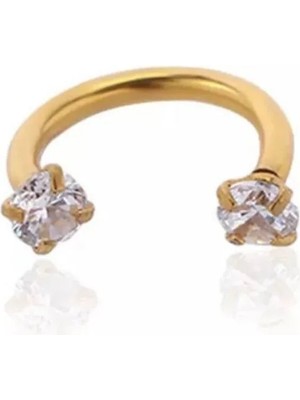 Jaida Moda Kadın Gold Renk Zirkon Taşlı Çelik Halka Tragus Helix Piercing