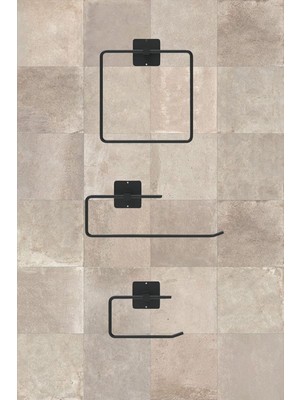 Feyza Design 3'lü Banyo Seti, Kare Havlu Askısı, Tuvalet ve Peçete Aparatı