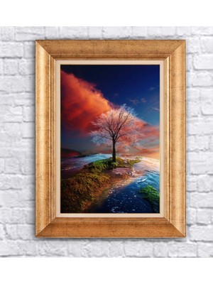 Giyense Altın Varaklı Çerçeveli Paspartulu Tablo HN1274