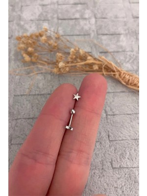 Jaida Moda Gümüş Renkli Çelik Yıldız Figür Piercing Kadınlar için Şık ve Işıltılı Tasarım