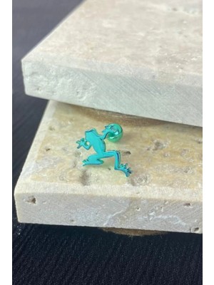Jaida Moda Unisex Çelik Yeşil Kurbağa Figürlü Tragus Helix Kıkırdak Piercing