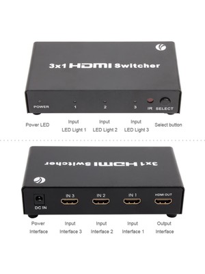 MK Beykoz Vcom DD433 3-1 Port 1.4V 3D Metal HDMI Switch