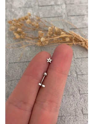 Jaida Moda Kadın Gri Yıldız Figür Çelik Tragus Helix Kıkırdak Piercing