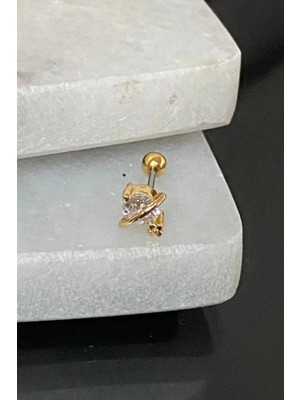 Jaida Moda Kadın 316L Cerrahi Çelik Satürn Figür Tragus Helix piercing