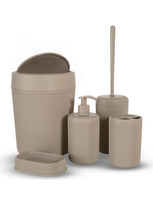 Feyza Design 5'li Banyo Seti, Çöp Kovası, Tuvalet Fırçası, Lavabo Takımı, Sabunluk