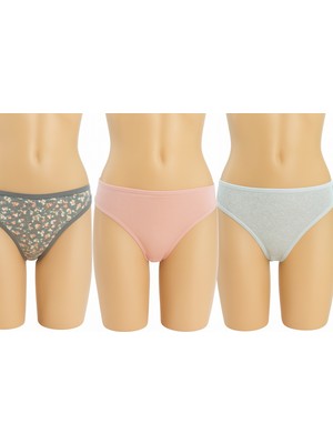 Berrak 11673 Yüksek Bel Bato Pamuklu Kadın Külot 3'lü Paket-Karışık Renkli