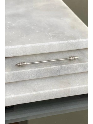 Jaida Moda Unisex Gri Spayk Punk Model Cerrahi Çelik Industrial Köprü Piercing