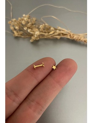 Jaida Moda Unisex Gold Mini Yıldız Figür Çelik Tragus Helix Piercing 6mm
