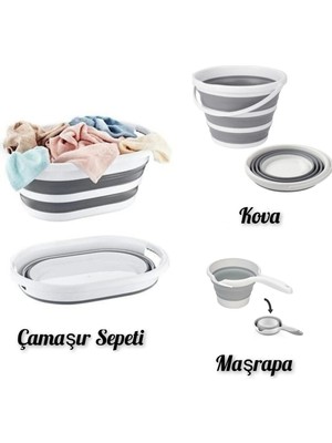 Feyza Design Pratik Katlanır Banyo ve Mutfak Seti, 3'lü, Şık ve Hafif Tasarım