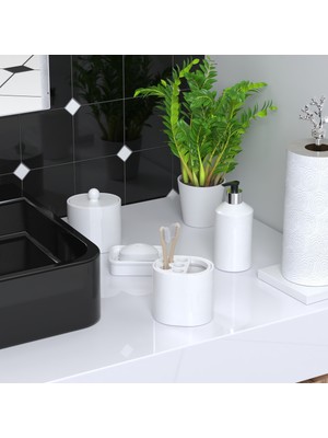 Feyza Design Kompozit Granit 3'lü Banyo Seti, Hazneli, Sıvı ve Diş Fırçalık
