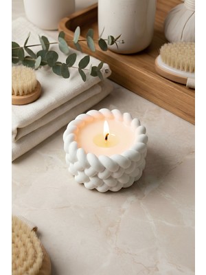 Feyza Design Minimal Beyaz Ev Dekoratif Obje, Çok Amaçlı Mumluk 6,5x3,4 cm