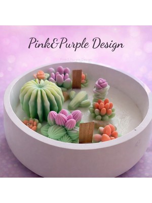 %100 Soya Wax El Yapımı Premium Büyük Kase Kaktüs Bahçesi Mum